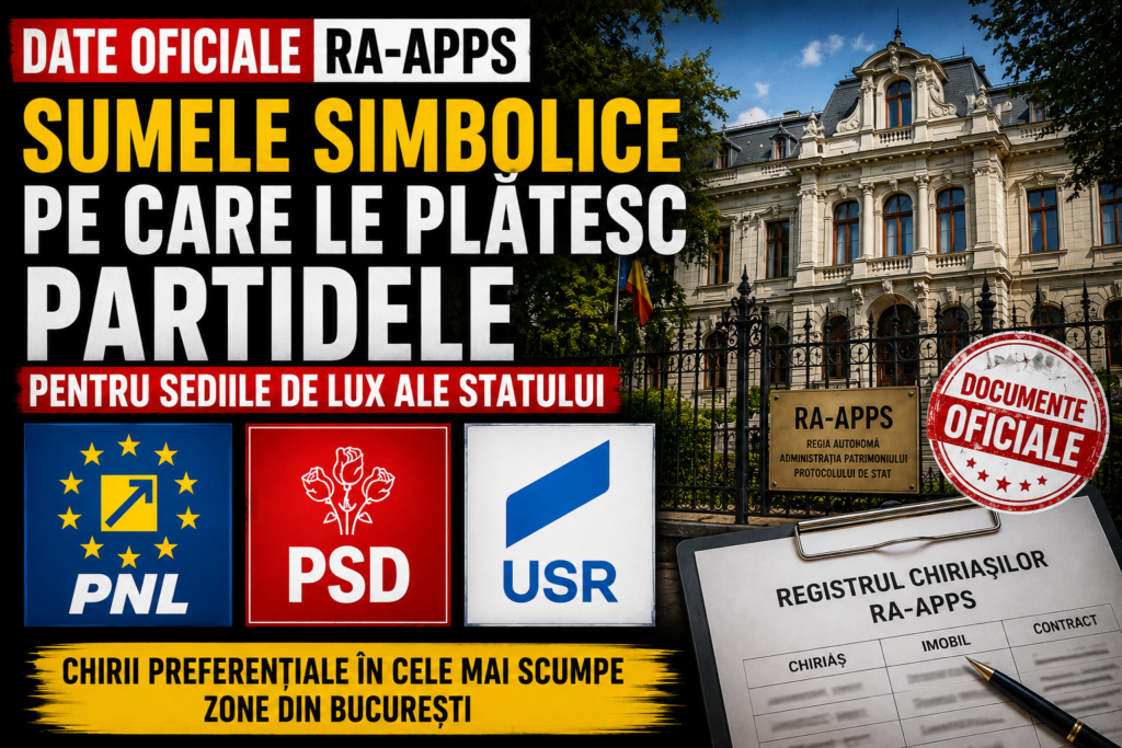 DATE OFICIALE RA-APPS! Cât plătesc PSD, PNL și USR pentru sediile de lux ale statului din București