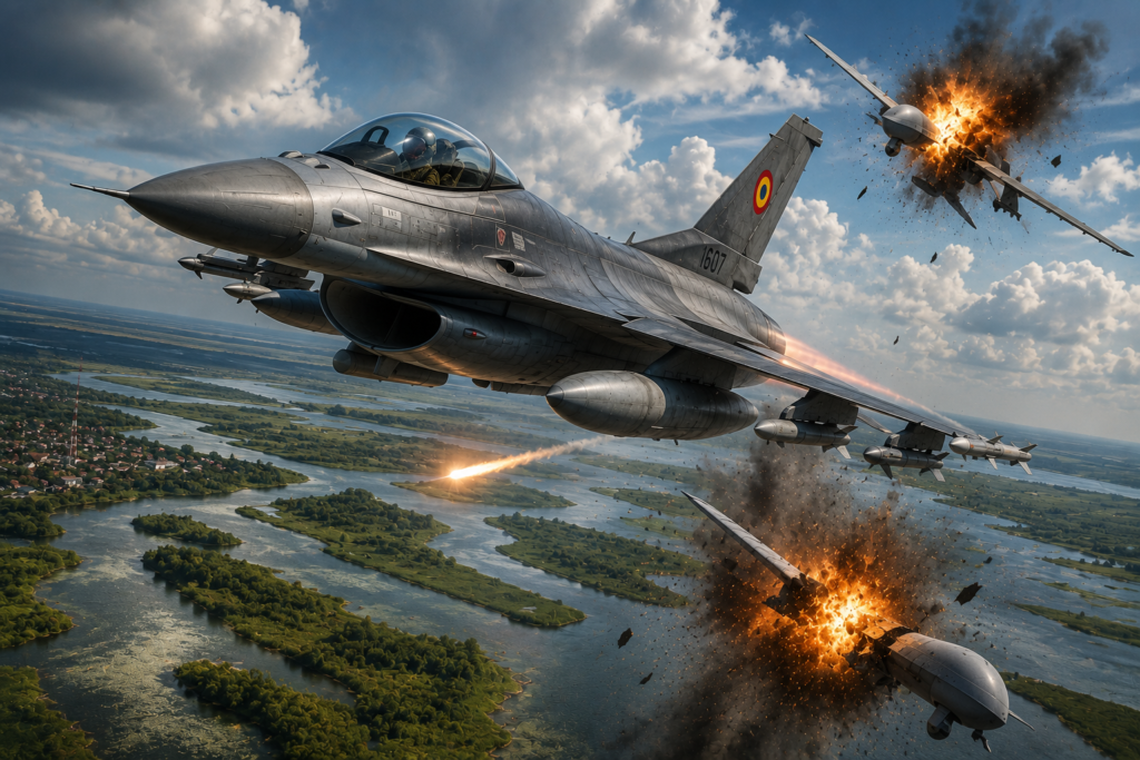 A doua dronă doborâtă în mai puțin de 24 de ore. Nicușor Dan: „A fost neutralizată de un pilot român”. Miruță: „România și-a apărat spațiul aerian”