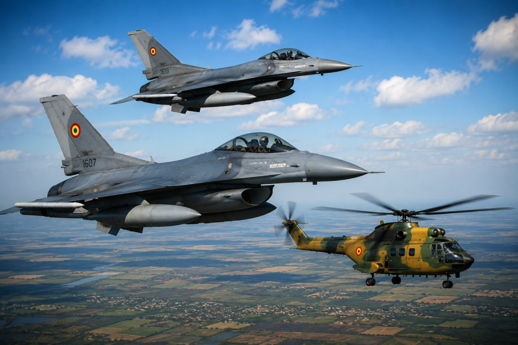 Alertă aeriană în Galați. Două avioane F-16 și un elicopter militar, ridicate după detectarea unei posibile ținte