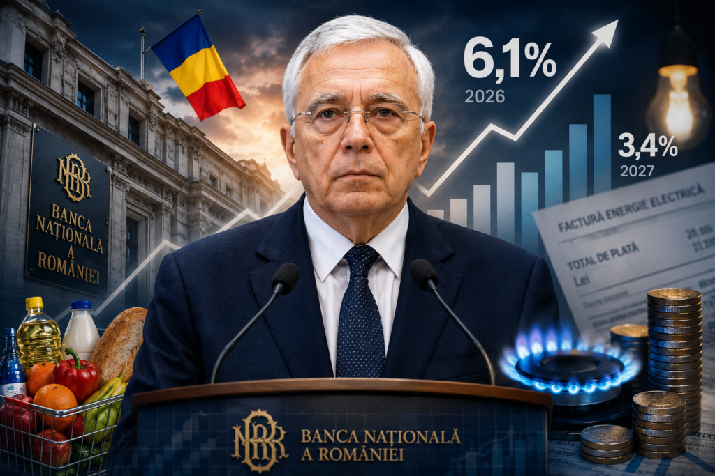 BNR ridică din nou prognoza de inflație. Isărescu avertizează: economia nu își va reveni rapid, iar scumpirile din energie pun presiune pe prețuri
